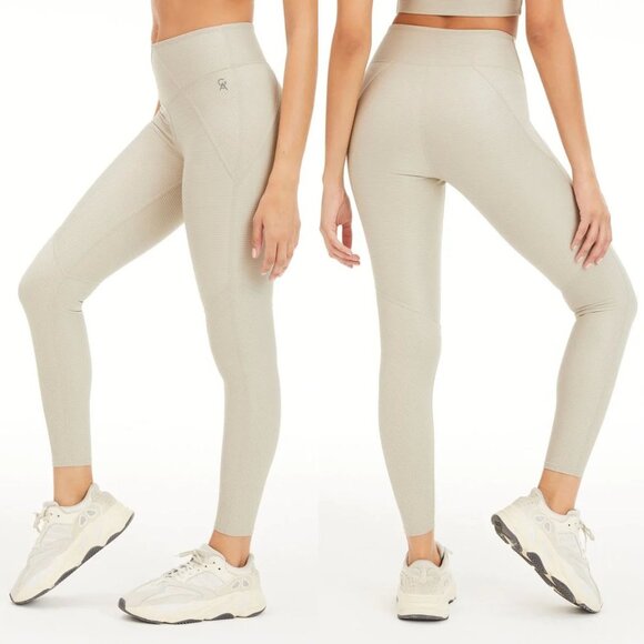 NEW Good American High Waist Angled Rib Leggings Summer Sand $99 Size 2 Medium - Picture 4 of 8